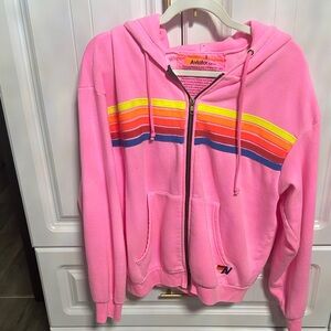 Aviator Nation 5 STRIPE HOODIE - NEON PINK